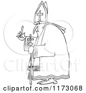 Outlined Pope Holding Up A Finger