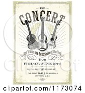 Poster, Art Print Of Grungy Concert Poster Design With Three Guitars And Sample Text
