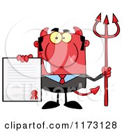 Devil Businessman Holding A Contract And Pitchfork