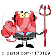 Devil Businessman Pointing Outwards And Holding A Pitchfork