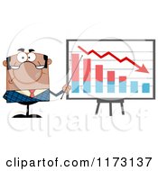 Poster, Art Print Of Black Unhappy Businessman Presenting A Decline Statistics Graph