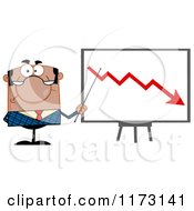 Poster, Art Print Of Black Unhappy Businessman Presenting A Decline Statistics Chart