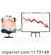 Poster, Art Print Of White Unhappy Businessman Presenting A Decline Statistics Chart