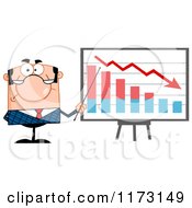 Poster, Art Print Of White Unhappy Businessman Presenting A Decline Statistics Graph