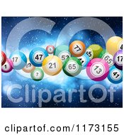 3d Colorful Lottery Or Bingo Balls Floating Over Blue