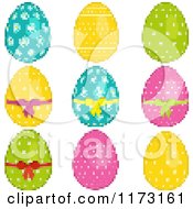 Clipart Of Colorful Pixelated Easter Eggs Royalty Free Vector Illustration
