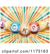 Poster, Art Print Of 3d Colorful Jackpot Balls Over A Retro Burst