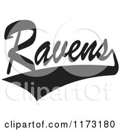 Clipart Of A Black And White Tailsweep And Ravens Sports Team Text Royalty Free Vector Illustration by Johnny Sajem