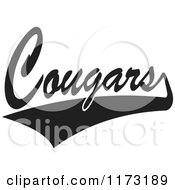 Black And White Tailsweep And Cougars Sports Team Text
