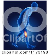 Clipart Of A 3d Xray Man With Glowing Knee Joint Pain Royalty Free CGI Illustration