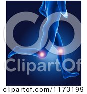 Clipart Of A 3d Xray Man Running With Glowing Knee Joints Royalty Free CGI Illustration by KJ Pargeter