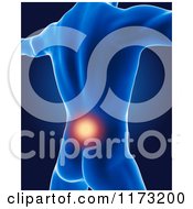Clipart Of A 3d Xray Man With Glowing Lower Back Pain Royalty Free CGI Illustration