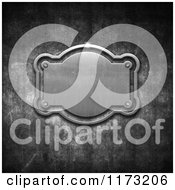Clipart Of A 3d Metal Frame Plaque On A Concrete Wall Royalty Free CGI Illustration