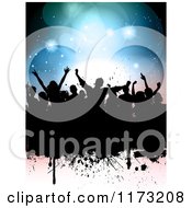 Poster, Art Print Of Silhouetted Party Crowd Over Grunge And Flares