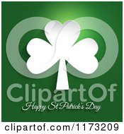 Happy St Patricks Day And White Shamrock Clover On Green