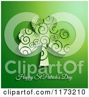 Happy St Patricks Day And Spiral Shamrock Clover On Green