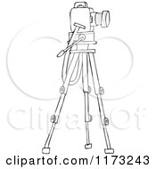 Outlined Camera On A Tripod Stand