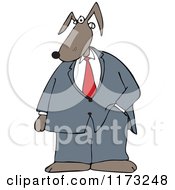 Cartoon Of A Dog Business Man In A Suit Royalty Free Vector Clipart