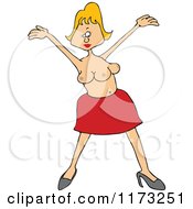 Cartoon Of A Blond Circus Freak Woman With An Extra Boob Royalty Free Vector Clipart