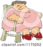 Cartoon Of A Circus Freak Fat Lady Sitting In A Chair Royalty Free Vector Clipart