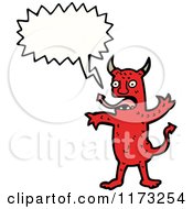 Cartoon Of Red Devil With Conversation Bubble Royalty Free Vector Illustration by lineartestpilot