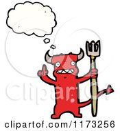 Cartoon Of Red Devil With Conversation Bubble Royalty Free Vector Illustration