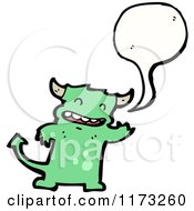 Poster, Art Print Of Green Devil With Conversation Bubble