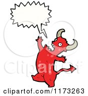 Cartoon Of Red Devil With Conversation Bubble Royalty Free Vector Illustration