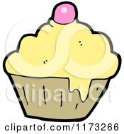 Cartoon Of Cupcake With Cherry On Top Royalty Free Vector Illustration by lineartestpilot