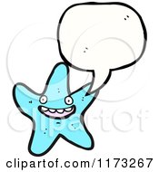 Cartoon Of An Aqua Blue Starfish Character Beside A Blank Thought Cloud Royalty Free Stock Illustration