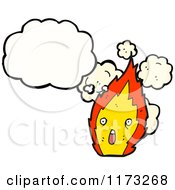 Cartoon Of A Shocked Flame Character Beside Blank Thought Cloud Royalty Free Vector Illustration by lineartestpilot