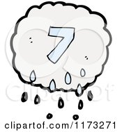 Cartoon Of Raincloud With Number Seven Royalty Free Vector Illustration