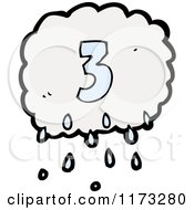 Cartoon Of Raincloud With Number Three Royalty Free Vector Illustration