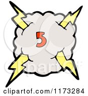 Poster, Art Print Of Cloud With Lightning Bolts And Number Five