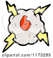 Poster, Art Print Of Cloud With Lightning Bolts And Number Six