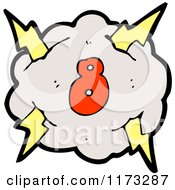 Cartoon Of Cloud With Lightning Bolts And Number Eight Royalty Free Vector Illustration