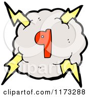 Cartoon Of Cloud With Lightning Bolts And Number Nine Royalty Free Vector Illustration