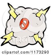 Poster, Art Print Of Cloud With Lightning Bolts And Number Zero