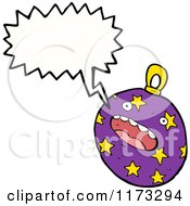 Cartoon Of Christmas Ornament With Conversation Bubble Royalty Free Vector Illustration by lineartestpilot