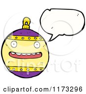 Cartoon Of Christmas Ornament With Conversation Bubble Royalty Free Vector Illustration by lineartestpilot
