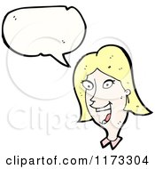 Cartoon Of Blonde Woman With Conversation Bubble Royalty Free Vector Illustration