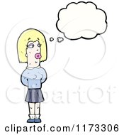 Cartoon Of Blonde Woman With Conversation Bubble Royalty Free Vector Illustration by lineartestpilot