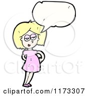 Cartoon Of Blonde Woman With Conversation Bubble Royalty Free Vector Illustration