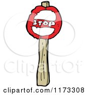 Cartoon Of A Stop Sign Royalty Free Vector Clipart by lineartestpilot
