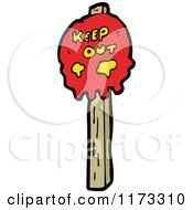 Cartoon Of A Keep Out Skull Sign On A Wood Post Royalty Free Vector Clipart