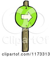 Poster, Art Print Of Green Arrow Sign On A Wood Post