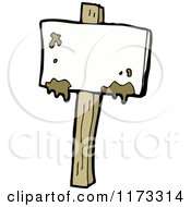 Cartoon Of A Muddy Blank Sign Post Royalty Free Vector Clipart
