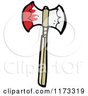 Cartoon Of A Bloody Axe Royalty Free Vector Clipart by lineartestpilot