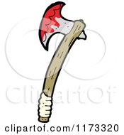 Cartoon Of A Bloody Axe Royalty Free Vector Clipart