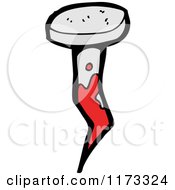 Cartoon Of A Bloody Nail Royalty Free Vector Clipart by lineartestpilot
